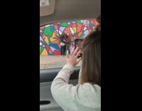 Girl takes couple photo inside car