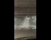 Water bursting from ceiling because of busted pipes 