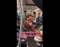 Two guys inflatable horse costume ride train