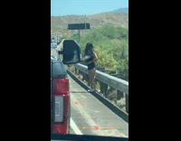 Collab IITW - Lady Take Prompted Selfies on Freeway Traffic