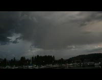 Ladies Gasps in Surprise as Lighting Appears in Clouds