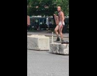 Guy dances and holds up Stop having sex sign 