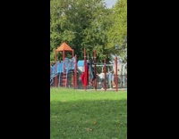 Guy superman costume pull ups playground park 