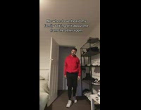 Guy opens door of room comes in