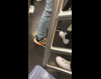 Guy films multiple people wearing same shoes