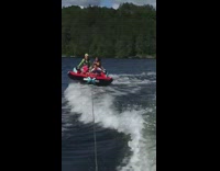 Little girl gets thrown off inflatable raft 