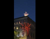 Giant inflatable prop on corner of building