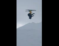 Yellow pants snow mountain ski fail backflip 