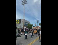 Peaceful protest in los angeles street road