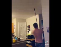 Guy hits roof with sticks for annoying upstairs neighbors 