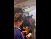 People take shelter from rain Citi Field Stadium