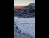 Ice shard shown and dropped on the ground to shatter