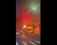 Truck burning on the street 