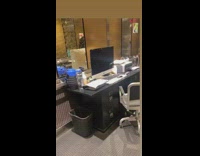 Office desk set up inside elevator 