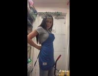 Collab BitchIG2 - girl with blue apron ties it up so it fits better 