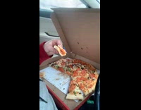 Collab Clips MPUGC2 - Woman eating pizza inside car