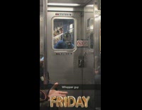 Man puts white powder on face and wears Burger King crown pretending to be Whopper guy on subway train