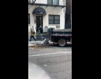 Collab winy - Base of light pole pulled by truck