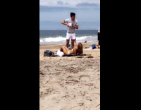 Striped shirt guy yellow bikini girl polaroid 