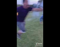 Girl white shirt hold fireworks hit plant