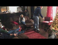 Blue Hoodie Dad Falls Off Segway Into Christmas Tree