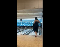 Girl black dress bowling trickshot