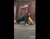 Woman messes up during workout