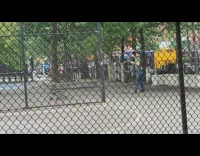 Man practices lasso on shopping cart
