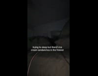 Woman struggles to sleep food in freezer