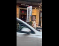 Collab WINY - Man bikes with keyboard piano on head part 2