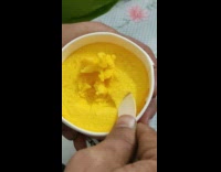 Yellow sorbet ice cream with weird texture 