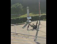 White Helmet Slowmo Bicycle Grinds Concrete Barrier Bike Breaks