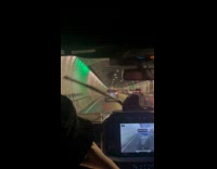 Green lights on the side of tunnel