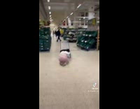 ClipsIG - Lady in dress Suddenly Jumps ride on Pushcart and Falls