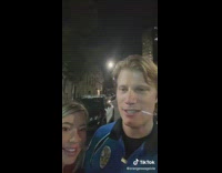 GIrl interviewing police officers drunk on the streets 