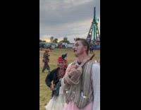 Sad clown sees robot clown 