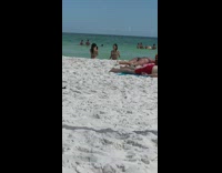 Striped bikini girl green ocean red shorts  