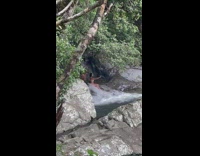 Man and woman poses together on the waterfalls