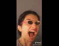 Girl sunglasses makes demon noises song 