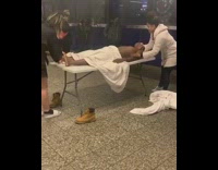 Public massage station free black robe