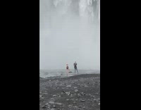Man shirtless Vikings Costume photoshoot near large Waterfalls Part 1