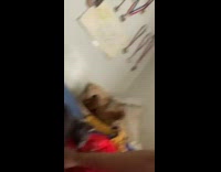 Grey kitten licks nipple 