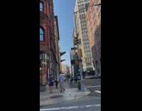 Woman in Gucci walks big dog 