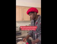 Mom does dishes boiling hot water guy 