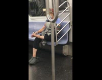 Lady scrapes bottom of foot with card 