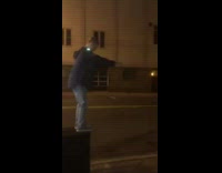 Guy front flip lands on butt sidewalk 