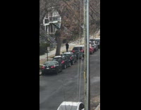 Girl black jacket dance tiktok video front yard