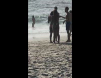 Girl bikini snake on neck beach friends part 1