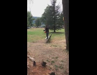 Man in reflectorized vest rides a scooter on the park