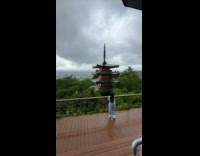 Collab IITW - Woman in blue dress dances at the balcony with a temple in the background